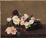 Henri Fantin-Latour A Basket of Roses painting